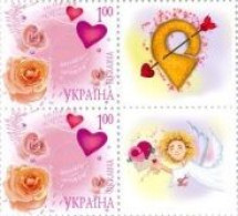 Ukraine 2024 St Valentine Day Love Angels Block Of 2 Stamps With Labels MNH - Ukraine