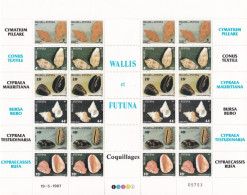 WALLIS ET FUTUNA - 1987 - N° YVERT. 360 à 365 -COQUILLAGES - FEUILLET NEUF - Unused Stamps