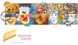 1991 Greetings Stamp Cartoons (2) Unaddressed FDC Tt - 1991-2000 Decimal Issues