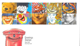 1991 Greetings Stamp Cartoons (3) Unaddressed FDC Tt - 1991-2000 Em. Décimales