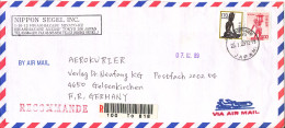 Japan Registered Air Mail Cover Sent To Germany 25-1-1989 - Poste Aérienne