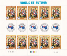 WALLIS ET FUTUNA - 1984 - N° 139 - POSTE AERIENNE - 180 F - EXPOSITION AUSIPEX 84 MELBOURNE -  FEUILLET 10 TIMBRES NEUFS - Unused Stamps