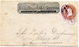 ETATS UNIS - ENTIER 2 CTS WELLS FARGO & CO EXPRESS SEBASTOPOL  CAL. POUR SAN FRANCISCO, 1886 - Brieven En Documenten