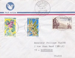 CONGO -1971--Lettre DIOSSO Pour MONTESSON -78 (France) Timbres  Fleurs, Pose Câble   Sur Lettre...cachet - Otros & Sin Clasificación