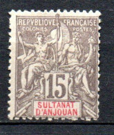Col41  Colonie Anjouan N° 15 Neuf X MH   Cote 40,00€ - Unused Stamps
