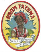 Ancienne Etiquette Rhum Fathma Plantation Première Marques "visage Femme" Superbe Litho - Rum