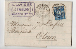 LAC Du Crédit Lyonnais Avec Sage Y&T N° 101 Perforé C L + Timbre Fiscal Perforé C L - Paris Pour Oloron Par Pau En 1899 - 1898-1900 Sage (Type III)