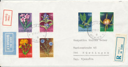 Yugoslavia Registered Express Cover Sent To Germany Osijek 27-9-1967 With Complete Set Of 6 Flowers - Covers & Documents