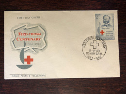 INDIA  FDC COVER 1964 YEAR RED CROSS DUNANT HEALTH MEDICINE STAMPS - Brieven En Documenten