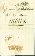 Nord Essai Rond 57 Lille AVRIL 1829 (13) Pour Mons Taxe Manuscrite Verso Entrée FRANKRYK 2TR BERGEN - 1801-1848: Precursors XIX