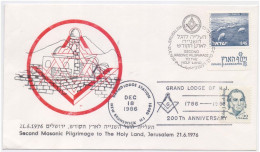 2nd Masonic Pilgrimage To The Holy Land Jerusalem, David Star Judaica, Freemasonry Israel US Combo RARE Masonic Cover - Vrijmetselarij