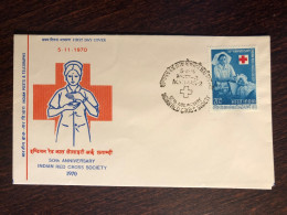 INDIA  FDC COVER 1970 YEAR RED CROSS HEALTH MEDICINE STAMPS - Covers & Documents