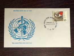 INDIA  FDC COVER 1976 YEAR RED CROSS WHO OPHTHALMOLOGY BLIND HEALTH MEDICINE STAMPS - Covers & Documents