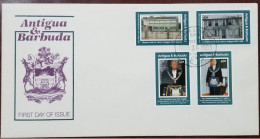 St John's Lodge # 492, Grand Inspector W K Heath, J L E Jefferey, Masonic Hall Freemasonry FDC 1993  Antigua & Barbuda - Franc-Maçonnerie