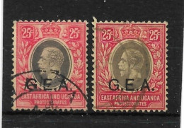 TANGANYIKA 1917 - 1921 25c X 2 SG 52, 52a FINE USED Catt £40 - Tanganyika (...-1932)