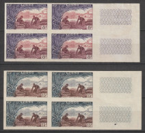 TOGO - 1954 - BLOC De 4 NON DENTELE ! YVERT N° 256/257 (*) NEUF SANS GOMME - COTE = 160 EUR - Unused Stamps