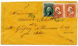 ETATS UNIS - 3 CTSX2 + 10 CTS SUR LETTRE DE UNION HILL POUR PARIS, 1868 - Storia Postale