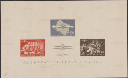 CROATIA 1944 - 1ère Division D'Assaut Croate FEUILLE IMPERF MNH - Croatia
