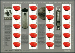 2008 We Will Remember 1st Class Poppy Smilers Unmounted Mint.  - Smilers Sheets