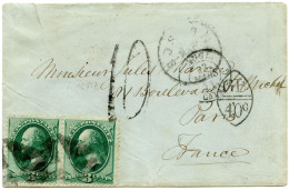 ETATS UNIS - 3 CTSX2 SUR LETTRE DE BOSTON POUR LA FRANCE, 1871 - Storia Postale