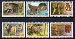 2015 Cuba Wild Cats Lion Leopard Cheetah Tiger Complete Set Of 6 MNH - Nuevos