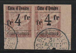 COTE D'IVOIRE - COLIS POSTAUX : N°11 Baa Obl (1903) 4f Sur 60c Brun . Se Tenant. Signé. Très RARE... - Oblitérés