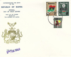 Biafra Nigeria 1968 Enugu Independence Map Flag Mother Child FDC Cover. Rare - Nigeria (1961-...)