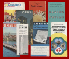 SWITZERLAND. Lot Of 8 Old Tourism Brochures (with Maps, City-plans Ect,) 280 Gr. [de037] - Tourism Brochures