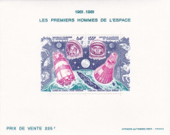 NOUVELLE CALEDONIE - 1981 - LES PREMIERS HOMMES DE L'ESPACE - 64 F & 155 F - N° 212/213 - FEUILLET - Nuevos