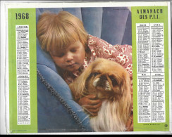 Almanach  Calendrier  P.T.T  -  La Poste -  1968   Sommeil - Enfant Et Chien - Formato Grande : 1961-70