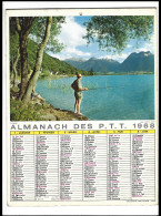 Almanach  Calendrier  P.T.T  -  La Poste -  1968 - La Peche - Retour De Chasse Au Village - Grand Format : 1961-70