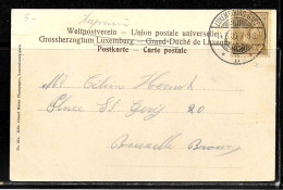 1 C434 - LUXEMBOURG - CP DE LUXEMBOURG DU 14/08/1906 POUR BRUXELLES BELGIQUE - 1906 Guillermo IV