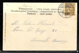 N201 - LUXEMBOURG - CP DE LUXEMBOURG DU 14/08/1906 POUR BRUXELLES BELGIQUE - 1906 Willem IV