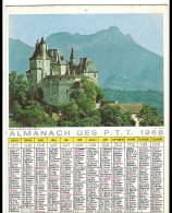 Almanach  Calendrier  P.T.T  -  La Poste -  1968 - Chateau De Menthon  Pres D'annecy - Formato Grande : 1961-70