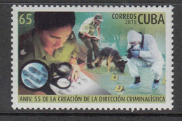 2018 Cuba Forensic Investigation Police Science Dogs Complete Set Of 1 MNH - Ongebruikt