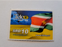 SURINAME US 10,-  / UNITS GSM  PREPAID/  /  SURINAME FLAG      /    MOBILE CARD    **16296 ** - Suriname