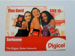 SURINAME US 10-  / DIGICEL /  UNITS GSM  PREPAID/  / 3 LADYS WITH PHONE      /    MOBILE CARD    **16298 ** - Suriname