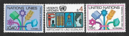 SE)1980 UNITED NATIONS, ECONOMIC AND SOCIAL COUNCIL, FLOWERS AND SYMBOLS OF THE PROCESS, 3 STAMPS MNH - Gebruikt