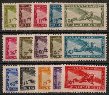 INDOCHINE - 1942-44 - Poste Aérienne PA N°YT. 24 à 38 - Série Complète - Neuf * / MH VF - Airmail