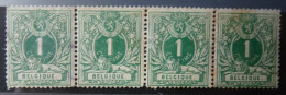 Belgium   N°  26 **/*    1869   Cat:190 € Bande De 4 (3**/1*) Défaut - 1869-1888 Lion Couché