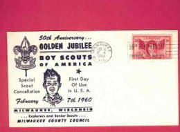 Lettre De 1960 - YT N° 513 - 50th Anniversary Golden Jubilee Boy Scouts Of America - Covers & Documents