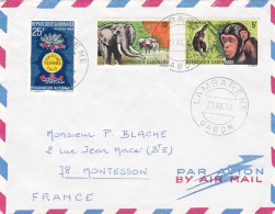 GABON  -1970 - Lettre De LAMBARENE  à MONTESSON-78 (France) Timbres Divers (éléphant, Singe)  Sur Lettre.. - Gabun (1960-...)
