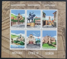 Georgia 2022 Historic Cities Of Georgia Poti Lighthouse Cathedrals Monuments Set Of 6 Stamps In Block MNH - Géorgie
