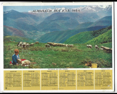 Almanach  Calendrier  P.T.T  -  La Poste -  1964 - Paturage Au Col D'aspin -  Port De Cassis - Grossformat : 1961-70