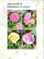 INDIA 2007 INDE INDIEN ROSES FLORA FLOWERS FRAGRANT AROMATIC AROMA SCENTED SOUVENIR SHEET MINIATURE MNH - Neufs