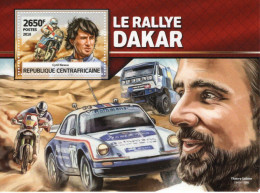 Rep.Centrafricaine 2016 - Le Rallye Dakar - Thierry Sabine-Cyril Neveu- Porsche -  1v Sheet Neuf/Mint/MNH - Automobile
