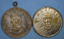 2x Médaille • S. J. P. KRUGER • Eendracht Maakt Macht • Laiton Argenté • Peu Courant - Scarce •  [24-201] - Andere & Zonder Classificatie