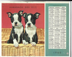 Almanach  Calendrier  P.T.T  -  La Poste -  1960 - Chiens  - Chat - Tamaño Grande : 1961-70