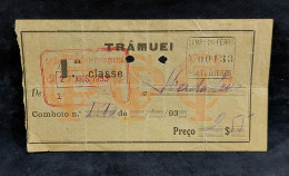 C6/11 - Bilhete * Tâmuei * Companhia Caminhos Ferro Portugueses * 1933 * Portugal - Europe