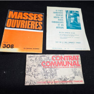 3 Revues Masses Ouvrières Contrat Communal Journal L' Humanité Partie Communiste Français Syndicat Artisans Commercants - Politics